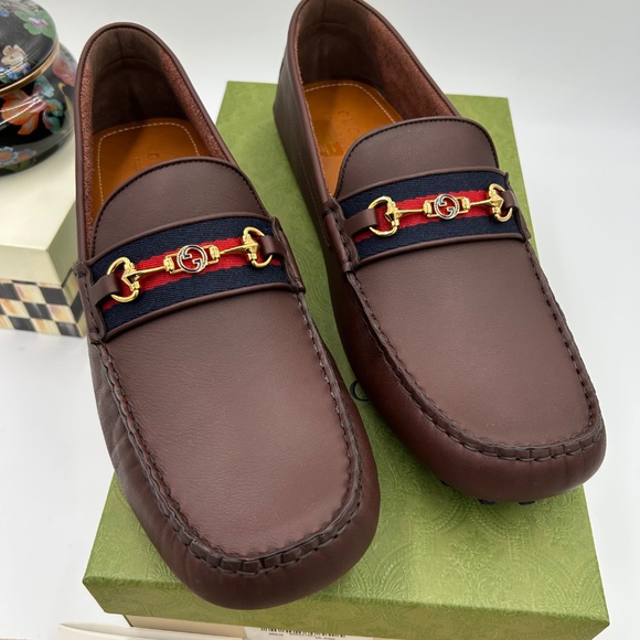 Men’s Gucci interlocking G leather Driver loafers size 14 made in Italy - Picture 2 of 11